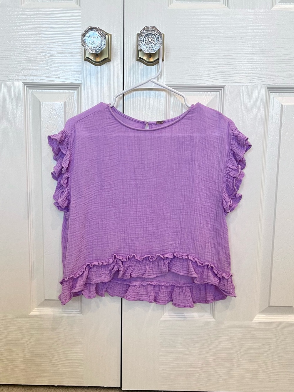 Free People Lilac Ruffle Top